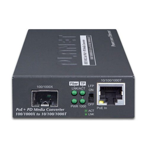 1G медіаконвертер SFP > 1G/100BASE-T PoE 802.3af/at/bt (некерований) GT-805A-PD - Planet