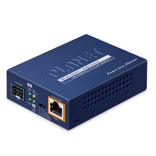 1G медиаконвертер SFP > 1000Base-TX 802.3bt PoE++ (управляемый) GUP-805A (60 Вт) - Planet