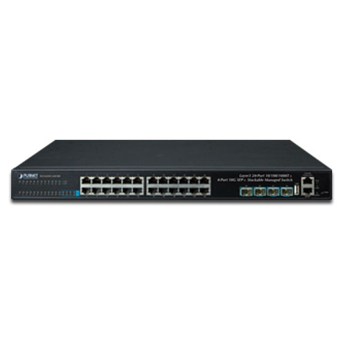 Layer 3 24-Port 10/100/1000T + 4-Port 10G SFP+ Stackable Managed Switch