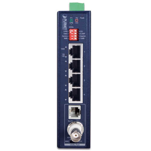 Industrial 1-Port BNC/RJ11 to 4-Port Gigabit Ethernet Extender