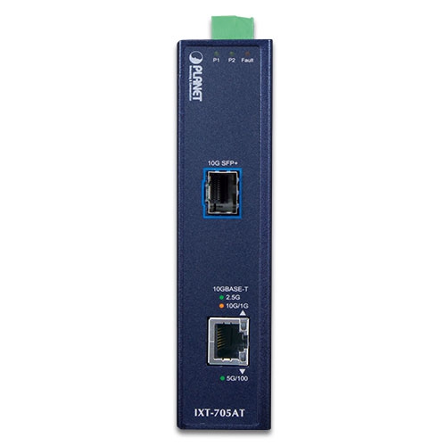 Промисловий медіаконвертер 10G/5G/2.5G/1G/100M з міді на 10GBASE-X SFP+ - IXT-705AT