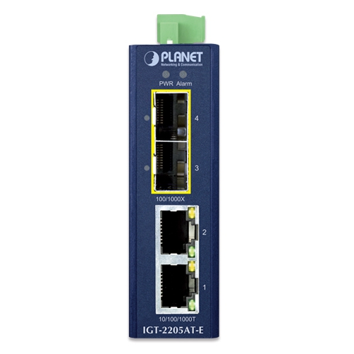 Промышленный компактный 2-портовый медиаконвертер 10/100/1000BASE-T в 2-портовый 100/1000BASE-X SFP