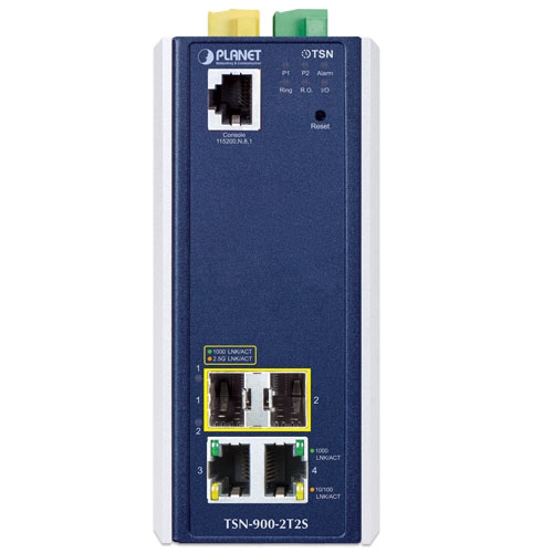 Промисловий 2-портовий 10/100/1000T + 2-портовий 1G/2,5G SFP керований TSN медіаконвертер