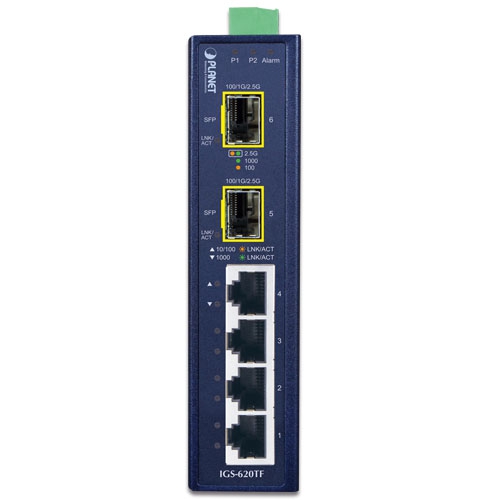 IGS-620TF - Industrial 4-Port 10/100/1000BASE-T + 2-Port 100/1G/2.5GBASE-X SFP