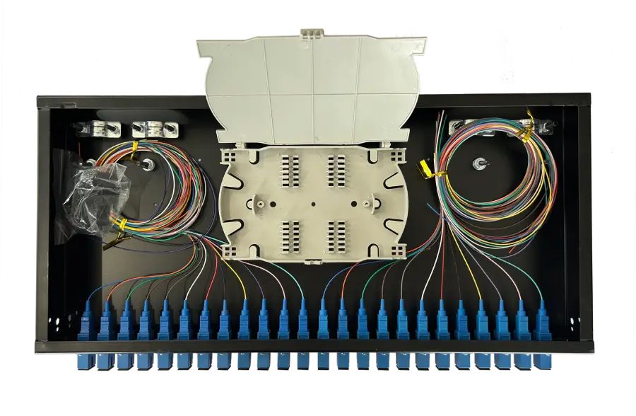RMF-1 Оптична патч панель (ODF) 1U із верхньою кришкою, з фіксатором