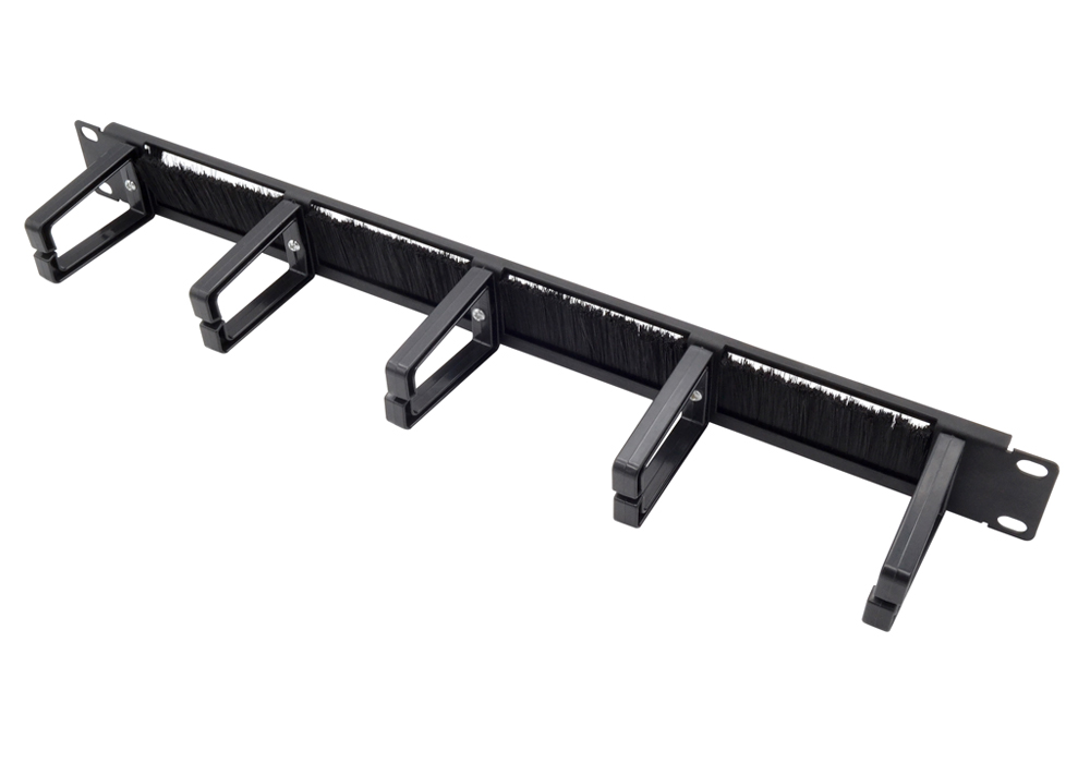 Кабельный организатор 1U с щеткой, 5 крючков, пластик - FCM03