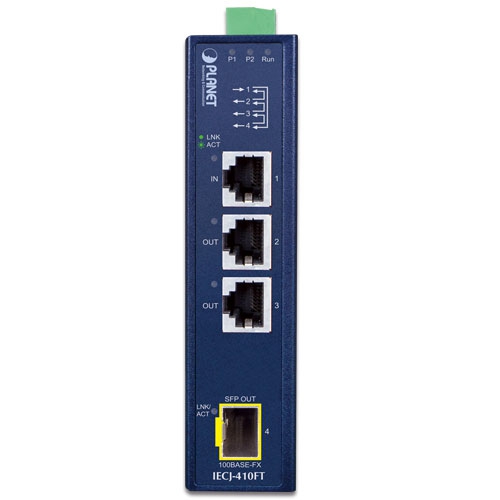 IECJ-410FT - Промышленный 3-портовый RJ45 + 1-портовый SFP EtherCAT Junction Slave