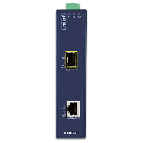 Промышленный медиаконвертер 10/100Base-TX - 100Base-FX с широкой рабочей температурой - IFT-805AT
