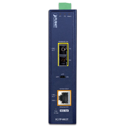 Промисловий медіаконвертер 1000BASE-X в 10/100/1000BASE-T 802.3at PoE+ з підтримкою PoE - IGT-900-2T2S