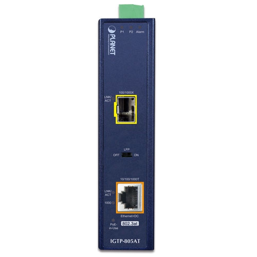 Промышленный медиаконвертер 1000BASE-X в 10/100/1000BASE-T 802.3at PoE+ - IGT-900-2T2S