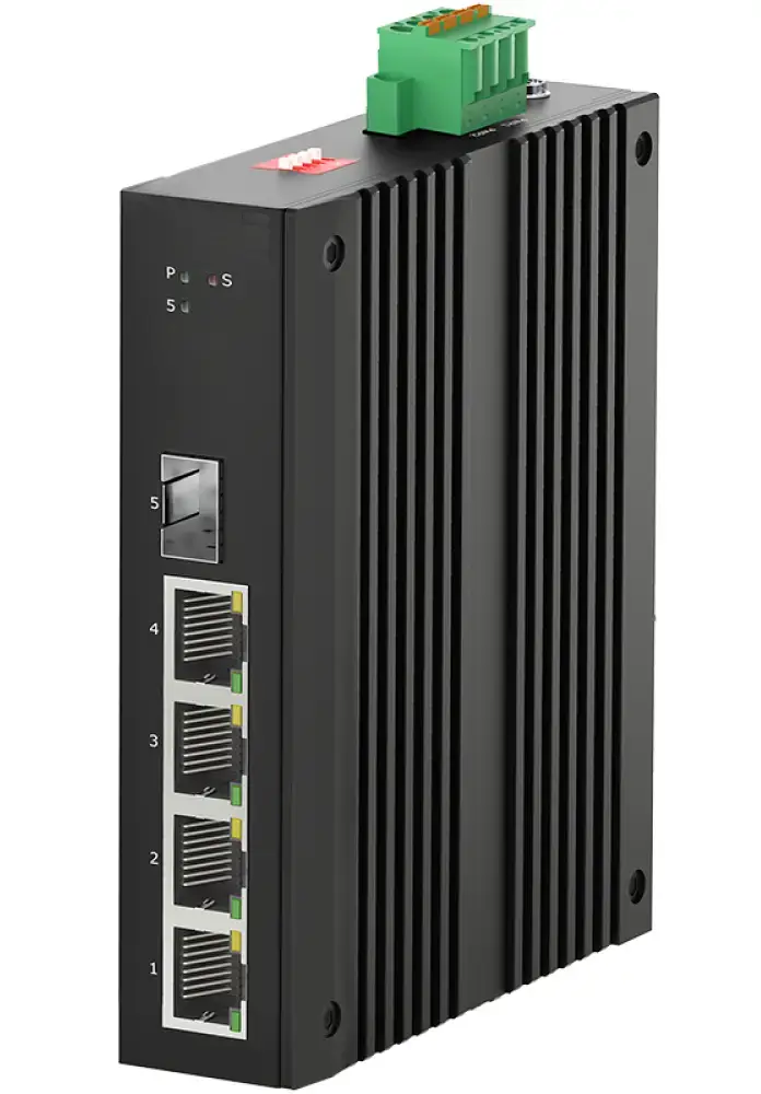 Промышленный PoE коммутатор DTC IGS-1GX4PGT, 4×GE PoE + 1×SFP, DIN, -40…+75°C