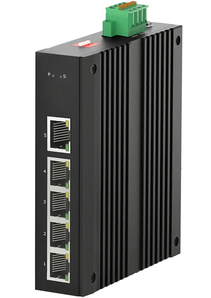 Промышленный PoE коммутатор DTC IGS-5PGT, 4×GE PoE + 1×GE uplink, DIN, -40…+75°C