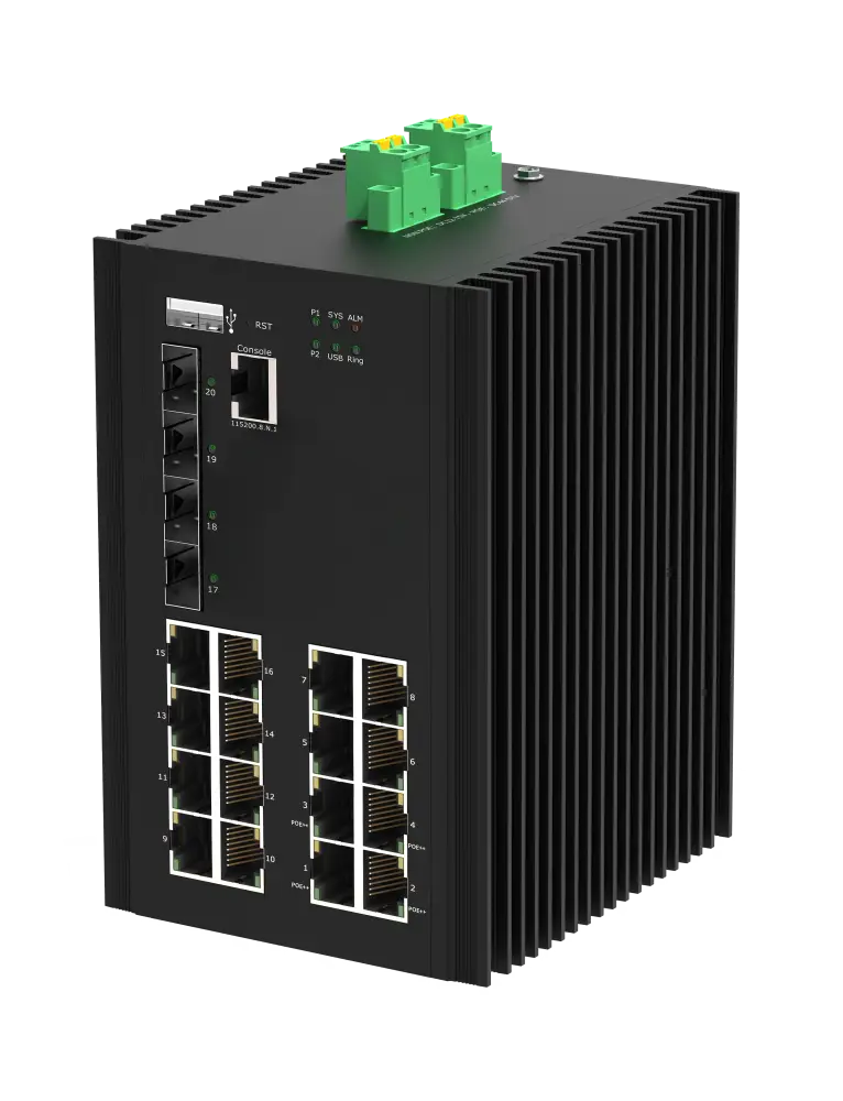 16×GE PoE + 4×SFP/SFP+ L2+ промисловий керований комутатор DTC IXGS-M4XS16PGT / IXGS-M4XS16P+GT