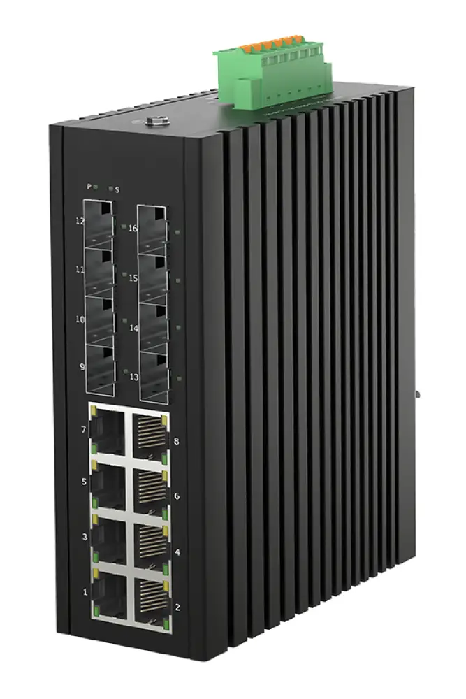 Промисловий L2+ комутатор 8×GE RJ45 + 4×SFP + 4×SFP 2.5G, керований, DIN, -40…+75°C