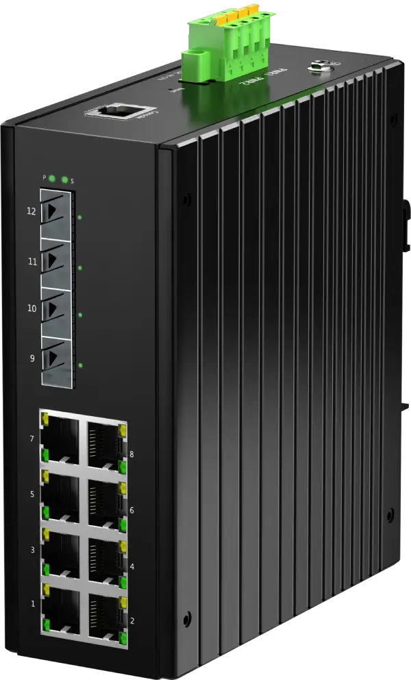 Промисловий L2+ комутатор 8x10/100/1000Base-T + 4x1000Base-X SFP, керований, DIN, IP40, DTC Group IXGS-M4XS8GT
