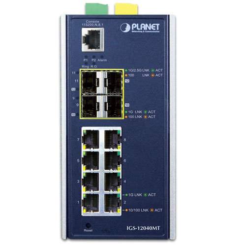 IGS-12040MT -Industrial 8-Port 10/100/1000T + 2-Port 100/1G SFP + 2-Port 1G/2.5G SFP