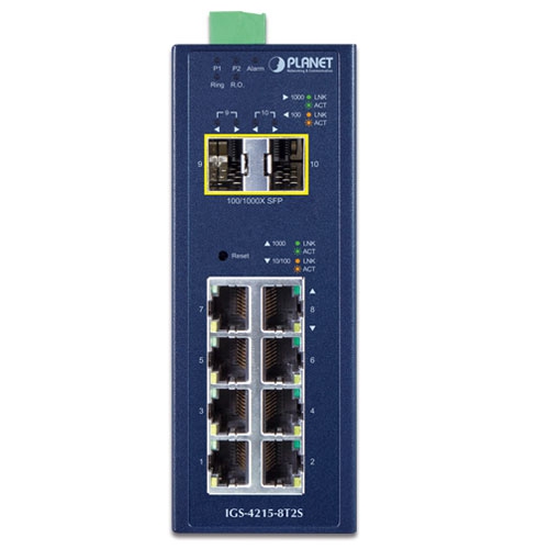 IGS-4215-8T2S - Industrial L2/L4 8-Port 10/100/1000T + 2-Port 100/1000X SFP