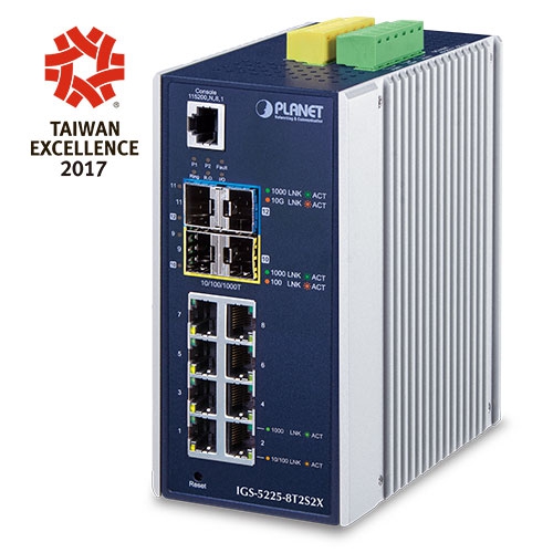 IGS-5225-8T2S2X - Industrial L3 8-Port 10/100/1000T + 2-Port 1G/2.5G SFP + 2-Port 10G SFP+