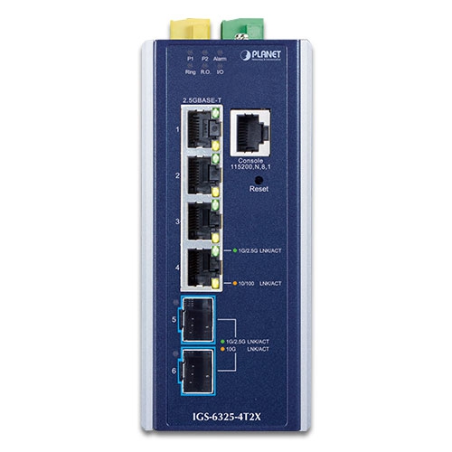 IGS-6325-4T2X - Industrial Layer 3 4-Port 2.5GBASE-T + 2-Port 10GBASE-X SFP+