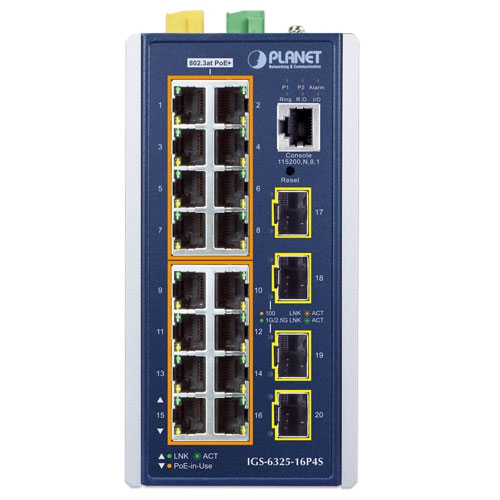 Промисловий L3 16-портовий 10/100/1000T 802.3at PoE + 4-портовий 1G/2.5G SFP керований комутатор Ethernet - IGS-6325-16P4S