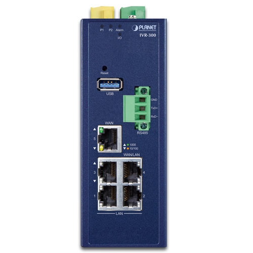 IVR-300 - Industrial 5-Port 10/100/1000T VPN Security Gateway with Redundant Power