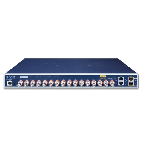 LRP-1622CS - 16-port Coax + 2-port 10/100/1000T + 2-port 100/1000X SFP Long Reach PoE over Coaxial Managed Switch
