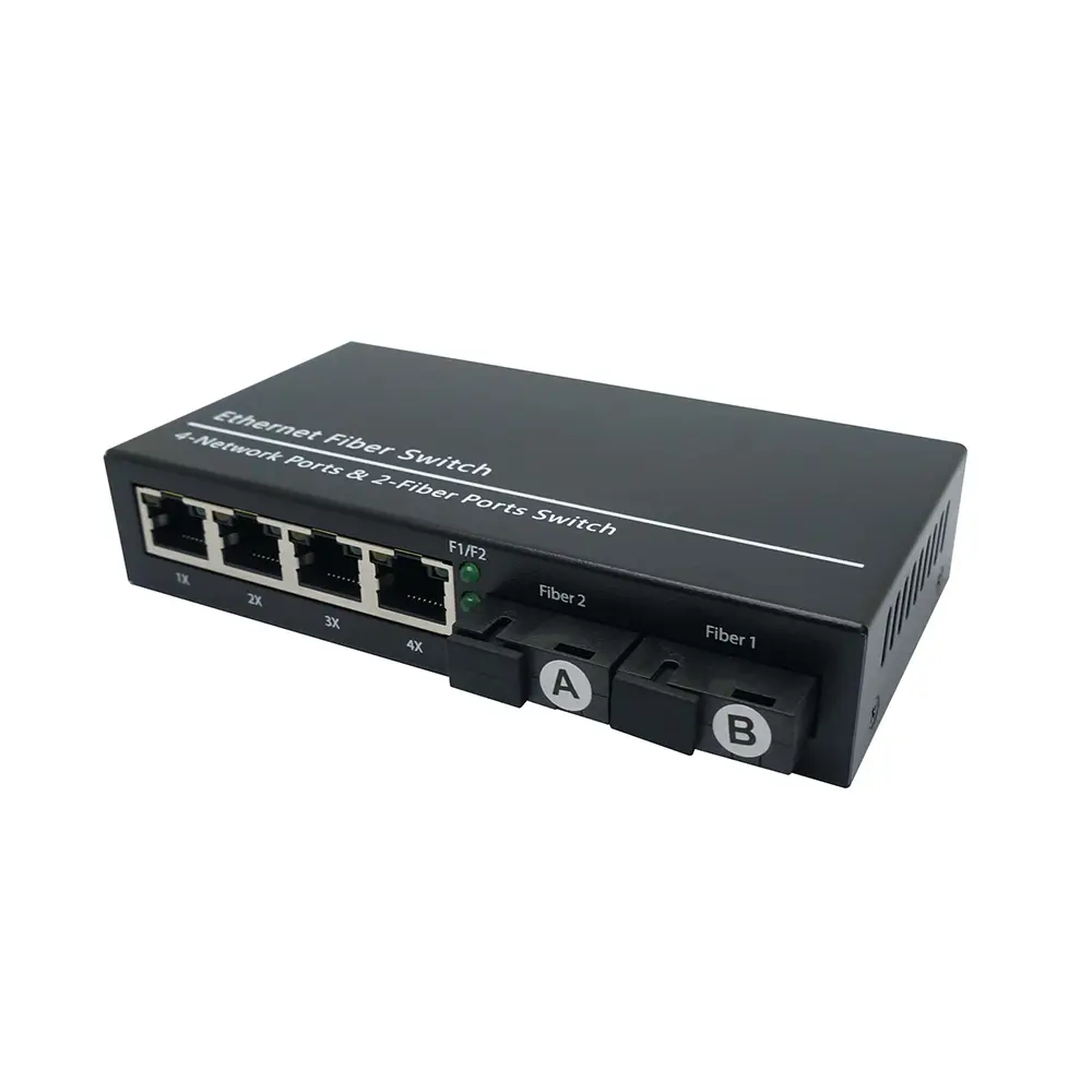 10/100/1000M 2F 4RJ45 Dual Fiber 1310nm 20km SC