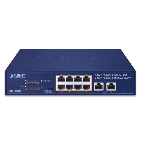 FSD-1008HP - 8-Port 10/100TX 802.3at PoE + 2-Port 10/100TX