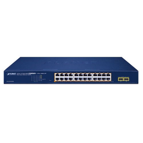 GS-2210-24P2S - 24-Port 10/100/1000T 802.3at PoE + 2-Port 1000X SFP