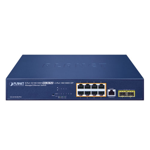 GS-4210-8UP2S - 8-Port 10/100/1000T 802.3bt PoE + 2-Port 100/1000X SFP