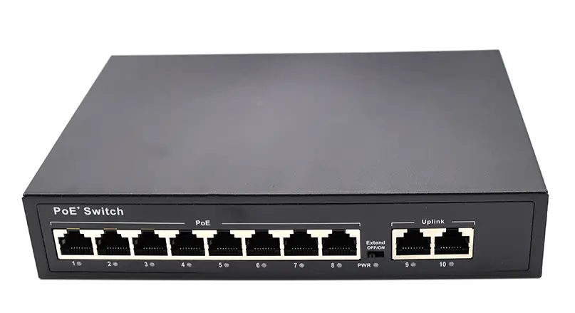 PoE коммутатор 8×GE PoE+ + 2×GE RJ45 Uplink, 150 Вт, 2 кВ, SWP-10GE