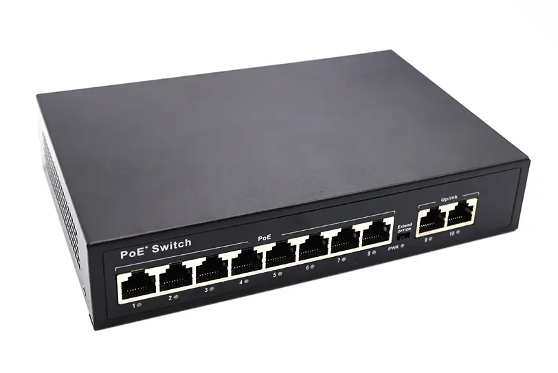 PoE коммутатор 8×GE PoE+ + 2×GE RJ45 Uplink, 150 Вт, 2 кВ, SWP-10GE