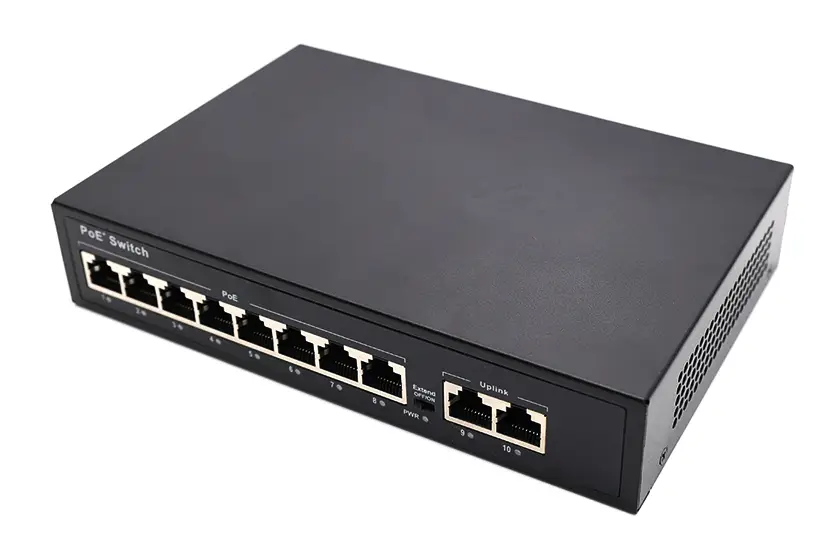 PoE коммутатор 8×GE PoE+ + 2×GE RJ45 Uplink, 150 Вт, 2 кВ, SWP-10GE