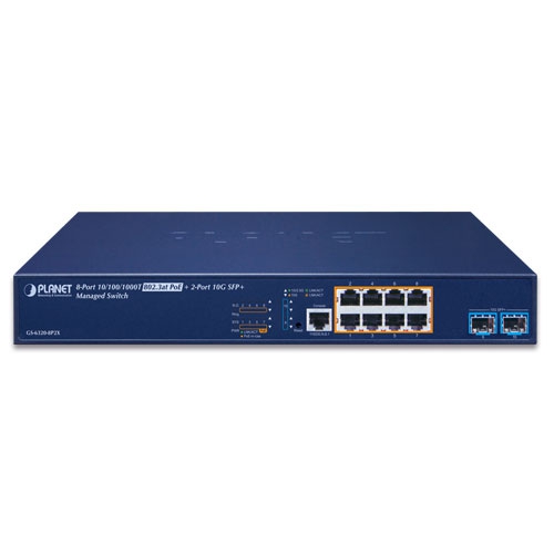 GS-6320-8P2X - L3 8-Port 10/100/1000T 802.3at PoE + 2-Port 10G SFP+