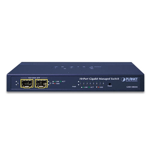 GSD-1002M - 8-Port 10/100/1000Mbps + 2-Port 100/1000X SFP