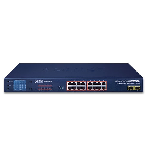 GSW-1820VHP - 16-Port 10/100/1000T 802.3at PoE + 2-Port 1000X SFP