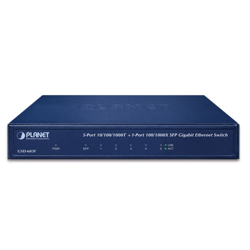 GSD-603F - 5-Port 10/100/1000T +1-Port 1000X SFP