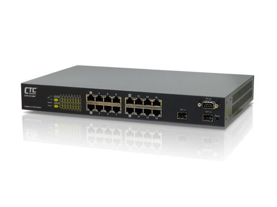 18-ти портовый управляемый Ethernet коммутатор L2 GSW-3216MP +16x GbE, RJ45+ Двухскоростной SFP