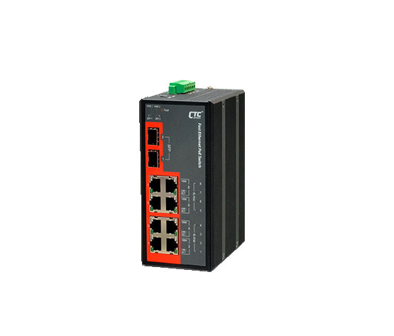 10-ти портовый неуправляемый Ethernet коммутатор IFS-802GS-8PH, 8x10/100BaseRJ45 + 2x1000Base-XSFP (240W, 48VDC)